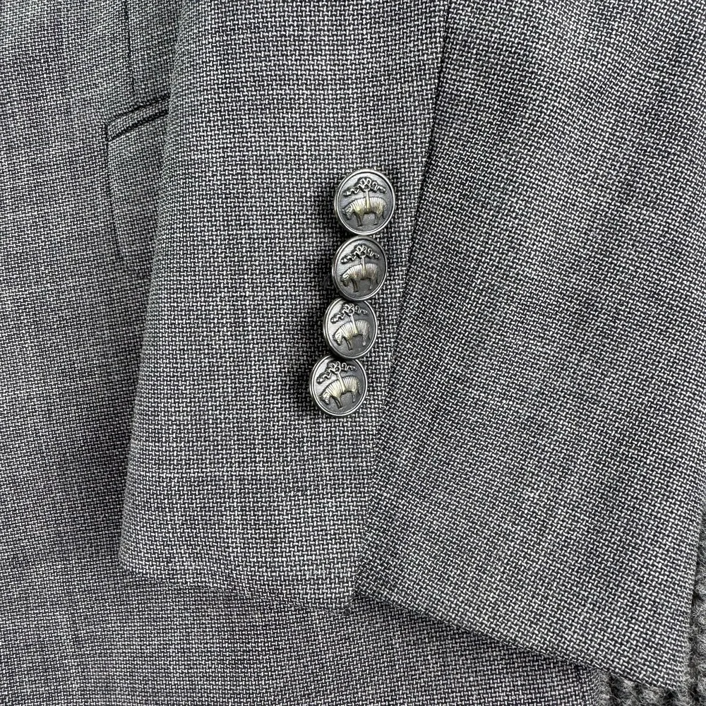 Brooks Brothers Suit Jacket 40R Gray Wool Regent Fit Explorer Silver Crest Logo